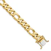Solid 14K Yellow Gold 22 inch 10mm Hand Polished Figaro Link with Box Catch Clasp Chain Chain