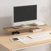 Monitor Stand Riser,Wood & Acrylic Computer Monitor Stand,Desk Organizer Accessories,Multifunctional Desktop Organizer Stand for Laptop, PC, Computer, Printer(WOOD)