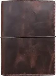Travelers Notebook Cover with Inner Pockets, Card Slots and Pen Holder, A5 Size, Dark Brown