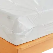 Waterproof Zippered Plastic Mattress Protector Encasement, Vinyl Mattress Bed Cover Proof (Full Size) White