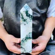 3.52LB Natural Water grass agate Obelisk Quartz Tower Crystal Wand Point Healing