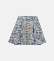 [Balmain] Balmain Space-dyed cotton-blend miniskirt UK 10 blue