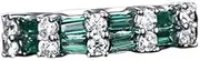 [Generic] 2ct Baguette Created Green Emerald Unique Two Row Half Eternity Band White Gold Plated