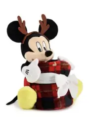 Disney MICKEY MOUSE Soft Plush PILLOW BUDDY & 50x60 BLANKET THROW Bedding NEW!