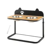 Costway Elevated Pet Feeder Dog Cat Bowls Stainless Steel Paw Patten