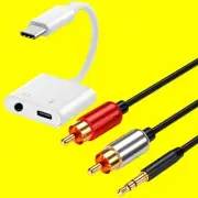 Heavy Duty Durable 2in1 USB C 3.5mm Adapter RCA Cable for OnePlus 9 Pro T-Mobile