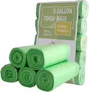 BLOODYRIPPA 100PCS 15 Liters Compostable Trash Bags with Drawstrings, Heavy Duty Extra Thick 0.1mm, Biodegradable Bin Liner Kitchen Food Scrap Waste Bags for Countertop Bin