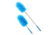 2pc Microfibre Duster with Telescopic Extendable Head 18x8cm Handle Pole 34-81cm
