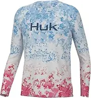 [HUK] Unisex Kid's Standard Pursuit Pattern Long Sleeve, Fishing Shirt, Fin