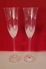 Set of 2 Mikasa Val D'lsere Champagne Flutes with Frosted Petals