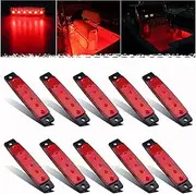 [PSEQT] LED Boat Interior Lights Marine Courtesy Light Strip Deck Transom Cockpit Navigation Lighting Waterproof for Fishing Pontoon Kayak Yacht Sailboat (Red 10Pcs)
