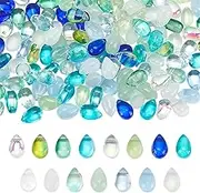 PH PandaHall 150pcs 15 Styles Teardrop Czech Glass Beads Crystal Glass Beads Loose Pendant Beads Top Drilled Colorful Waterdrop Jewelry Beads Spacer Beads for DIY Crafts Necklace Earring Bracelet