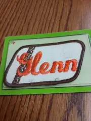 Glenn Orange White Brown Vintage Name Patch (Cursive Letters) NOS