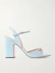 [Gucci] Gucci - Lady Horsebit-detailed Leather Sandals - Light blue - IT41 IT 41 Blue
