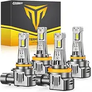 FAHREN 9005 H11 Fog Light Bulbs Combo & H8 HB3 Combo Light Bulbs – 100,000LM,1000% 6500K Cool White, 1:1 Mini Size, Quick Install, Plug and Play, Pack of 4 (2025 Updated)