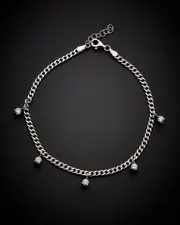 18K Italian Gold Over Silver Clear Stone Anklet