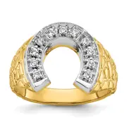 14k Two-tone Gold Men's Horseshoe 1/5 carat Diamond Complete Ring