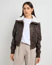 [Ava And Ever] Ava And Ever Women's Hunter Faux Leather Jacket in Brown Size 6 6 Brown
