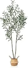 Artigreen 150 cm Artificial Olive Tree,Double stemmed Faux Olive Tree Fake Tall Olive with Lifelike Trunks and Fruits for Living Room Bedroom Bathroom Shop Office Room Decor Indoor and Outdoor