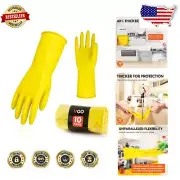 10 Pairs Extra Thick Reusable Rubber Gloves - Large Yellow Multi-Purpose Pack
