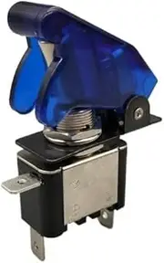 AEHON Red Blue Green Yellow White Auto Car Boat Truck Illuminated Led Toggle Switch with Safety Aircraft Flip Up Cover Guard 12V20A(A Set of Blue)