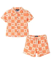 Andy & Evan 2pc Printed Check Textured Short Set