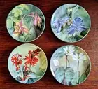 Thomas Jefferson Monticello Wildflowers x 4 Dessert Plates Dishwasher Microwave