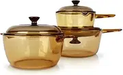 Visions Glass Cookware Saucepans Set - 6-Piece Non-Induction Heat-Resistant Cookpot with Lids (VS-337)