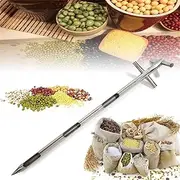 Stainless Steel Grains Powder Sampler, Rotary Handle Soil Powder Sampling Tube with 3 Slots, Grain Probe for Granular Chemicals,Diameter38mm-1.5M