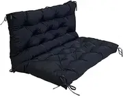 Outdoor Garden Bench Cushion Waterproof Swing Chair Pad for 2 3 Seater Soft Patio Seat Pad with Ties Ideal for Hammock Recliners Sofa Black 100x100x10cm