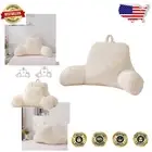 Deluxe Faux Fur Reading Pillow - Large Bed Wedge Backrest with Arm Support