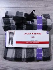 Lucky Brand Pajamas Adult 2XL Gray Plaid Cloud Fleece Lounge Pant PJs Mens