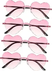 [CONGARTENO] 4pcs Sunglasses for Women Party Decorations Favor Transparent Heart Glasses Party Sunglasses Rave Glasses Blue Light Glasses Fidgets Shot Cups Lights Glasses Lens Material