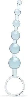 Lovehoney Blue Anal Beads String with Finger Loop - Smooth and Flexible PVC - Beginner Friendly - Graduated Sizes - 6 inch