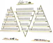 Kalolary Metal Wall-Mounted Nail Polish Storage Racks 5 Tiers Gold Triangular Display Rack Cosmetic Display Cases Lipstick Perfume Wall Shelf Essential Oil Organizers for Home Spa Nail Salon Shop