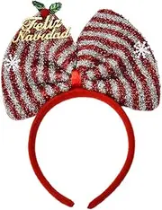 Large Red Christmas Bow Headband for Women Girls Xmas Christmas Headbands Hat Hairband Sequins Festival Christmas Hair Bow