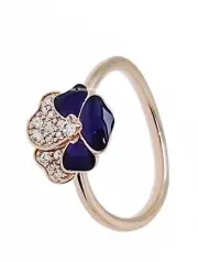 NEW 100% Authentic PANDORA Rose Gold Deep Purple Pansy Flower Ring 180764C01