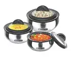 Milton Clarion Jr Stainless Steel Gift Set Casserole with Glass Lid, Set of 3,