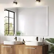 40X30 Inch Rectangle Frameless Mirror, Beveled Bathroom Mirror, Frameless Wall M