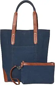 [Mona B] Canvas Handbag for Women | Zipper Bag | Tote Bag | Stylish Vintage Recycled Upcyled Bags Women
