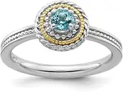[Stackable Expressions] 2.25mm 925 Sterling Silver Polished Prong set Stackable and 14k-925-Sterling-Silver-Stackable Blue Topaz Ring Size 8-Stackable-Ring for Women