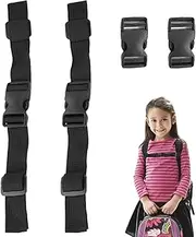 Pack of 2 Adjustable Chest Strap, Adjustable Backpack Heavy Duty Shoulder Straps, Suitable for Jogging, Hiking, Travel, Climbing (Black)
