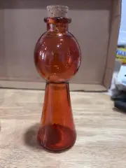 7” Orange Glass Vase/Bottle, with cork