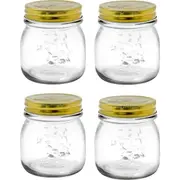 4x Lemon & Lime Roma 300ml Glass Conserve Jar 9cm Home Kitchen Storage Container