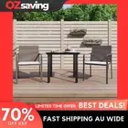 Garden Dining Set Cushions Brown Black Cream White PE Rattan Steel 3 Piece 6953