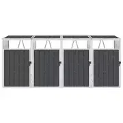 NNEVL Quadruple Garbage Bin Shed Anthracite 286x81x121 cm Steel