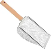 Levemolo Stainless Steel Litter Scoop Reptile Litter Box Shovel Wooden Handle Pet Waste Cleanup