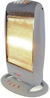 STAYWARM 1200w 3 Bar Compact Halogen Heater with 3 Heat Settings / 90 Degree Oscillation/Safety Tip-Over Switch/Carry Handle - F2106GR - Grey