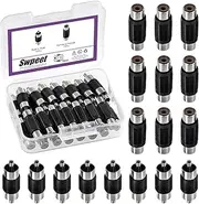 Swpeet 15Pcs Nickel Plated RCA Female to Female Coupler and 15Pcs RCA Male to Male Coupler Kit, RCA Audio Video Adapter, RCA Cable Extension Connector, RCA Adapter for Speaker, RCA Cable, Amplifier