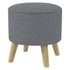 HOMCOM Round Ottoman Stool with Storage and Wood Legs, Gray